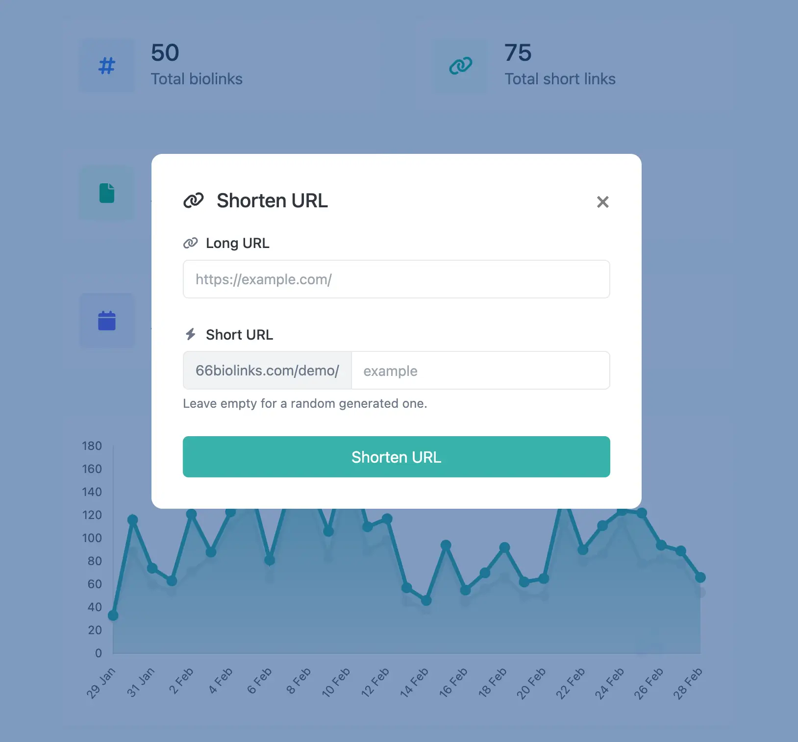 Capture d'écran de la page de modification de l'URL courte de l'application